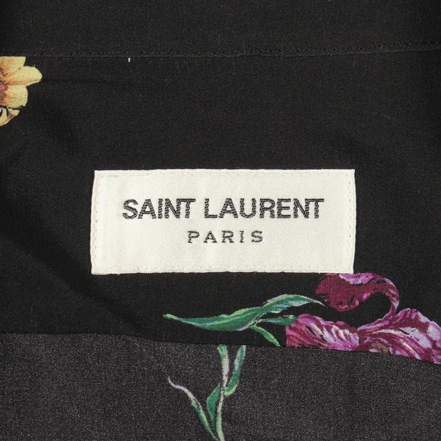 Saint Laurent Paris Floral Long Sleeve Silk Shirt — view 3