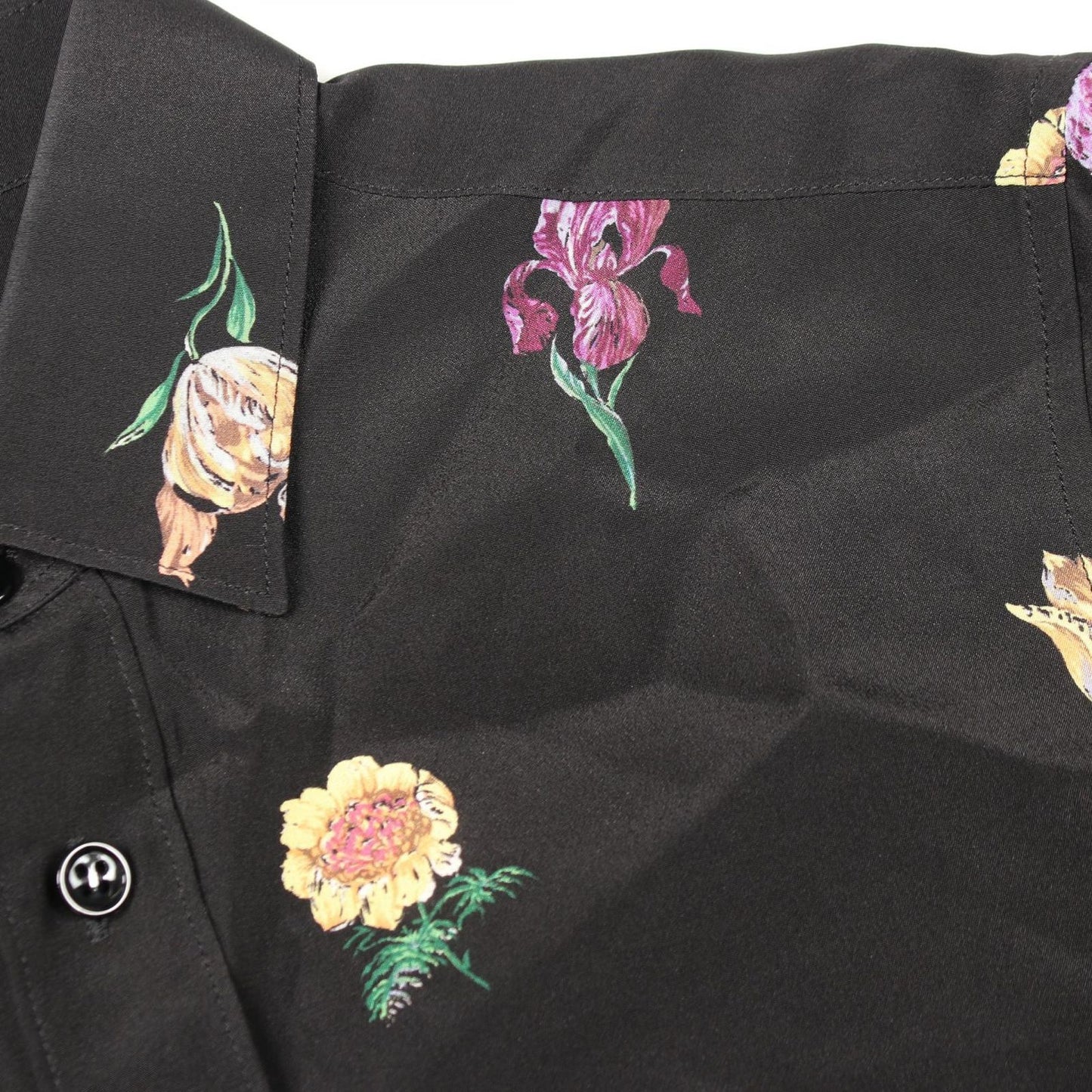Saint Laurent Paris Floral Long Sleeve Silk Shirt — view 7