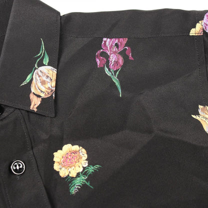 Saint Laurent Paris Floral Long Sleeve Silk Shirt — view 7