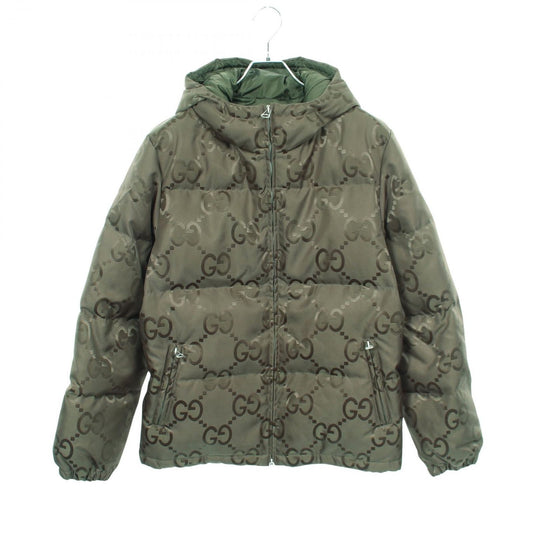 Gucci Down Jacket Jumbo GG Hooded Khaki Nylon