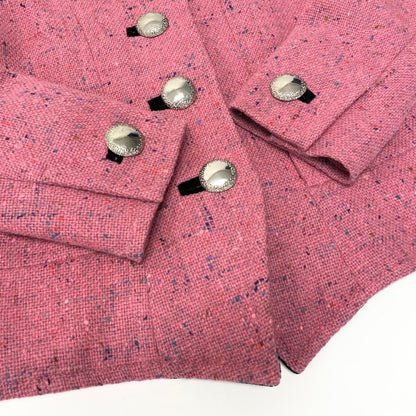Saint Laurent Yves Vintage Tweed Jacket Stand Collar 34 Pink Wool — view 5