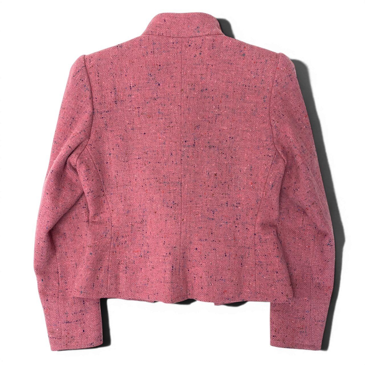 Saint Laurent Yves Vintage Tweed Jacket Stand Collar 34 Pink Wool — view 2