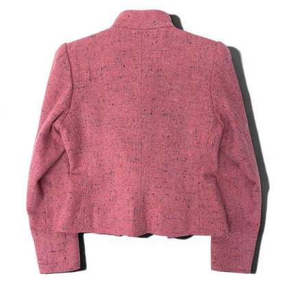 Saint Laurent Yves Vintage Tweed Jacket Stand Collar 34 Pink Wool — view 2