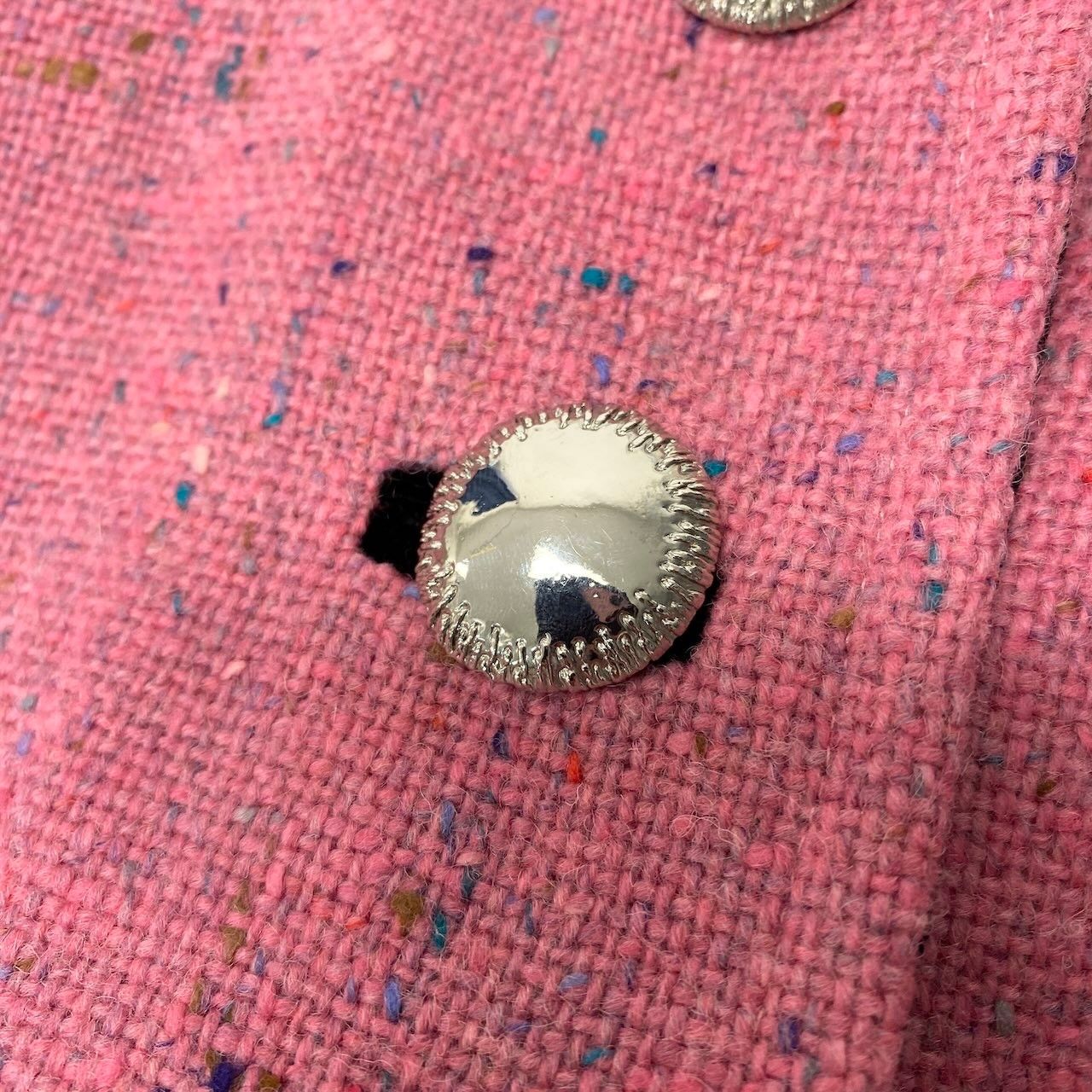 Saint Laurent Yves Vintage Tweed Jacket Stand Collar 34 Pink Wool — view 6