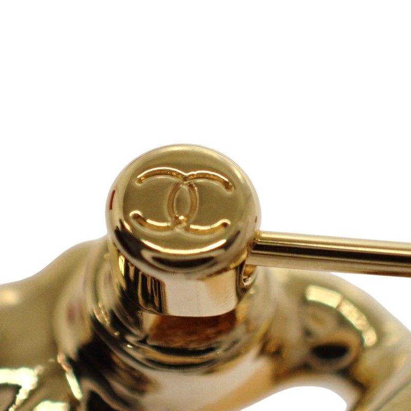 Chanel CC Logo Horse & Jockey Motif Brooch Metal Gold White — view 9