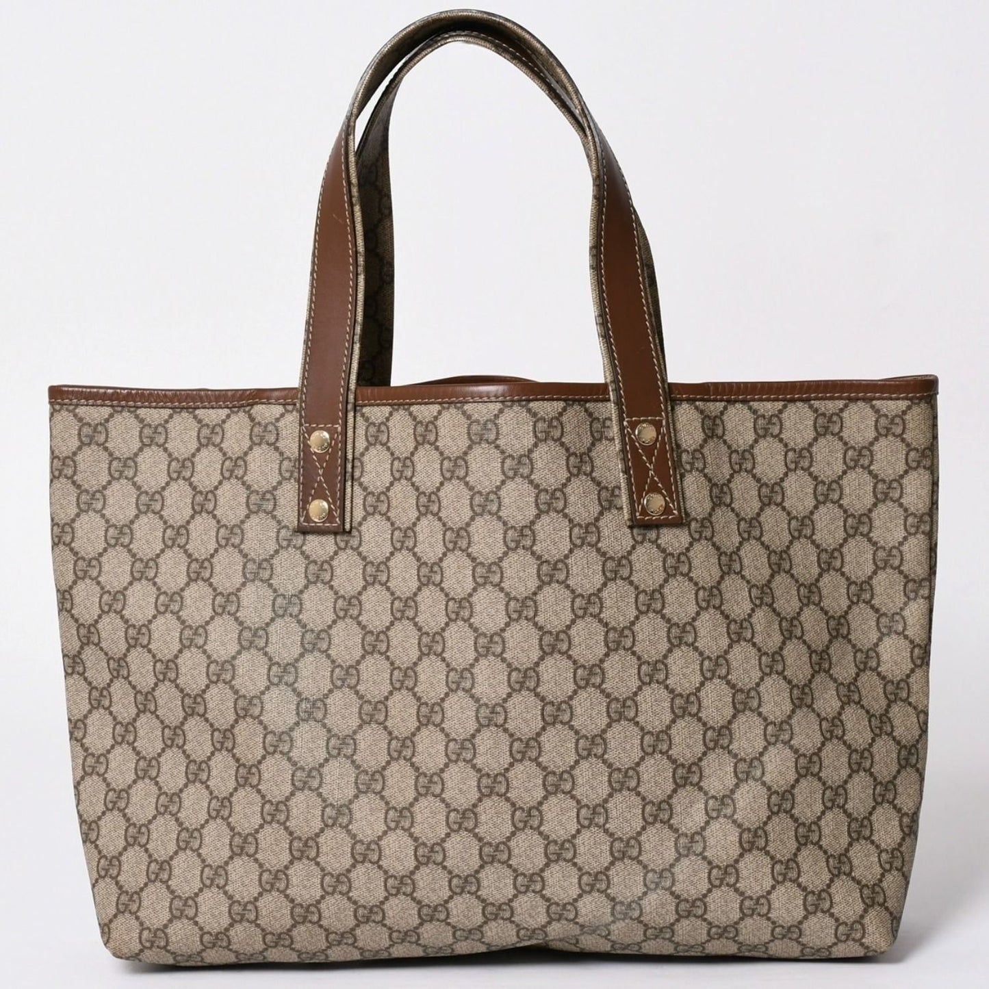 Gucci Guuci Tote Bag GG Canvas Brown Beige Gold — view 2