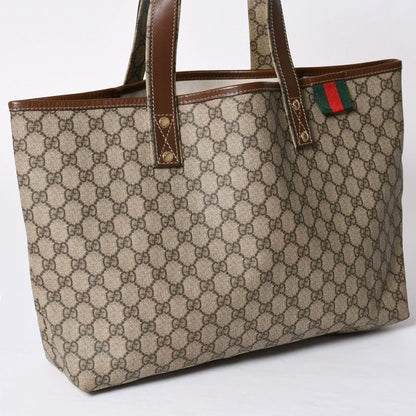 Gucci Guuci Tote Bag GG Canvas Brown Beige Gold — view 3