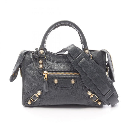 Balenciaga Handbag Classic Mini City Charcoal Gray Leather