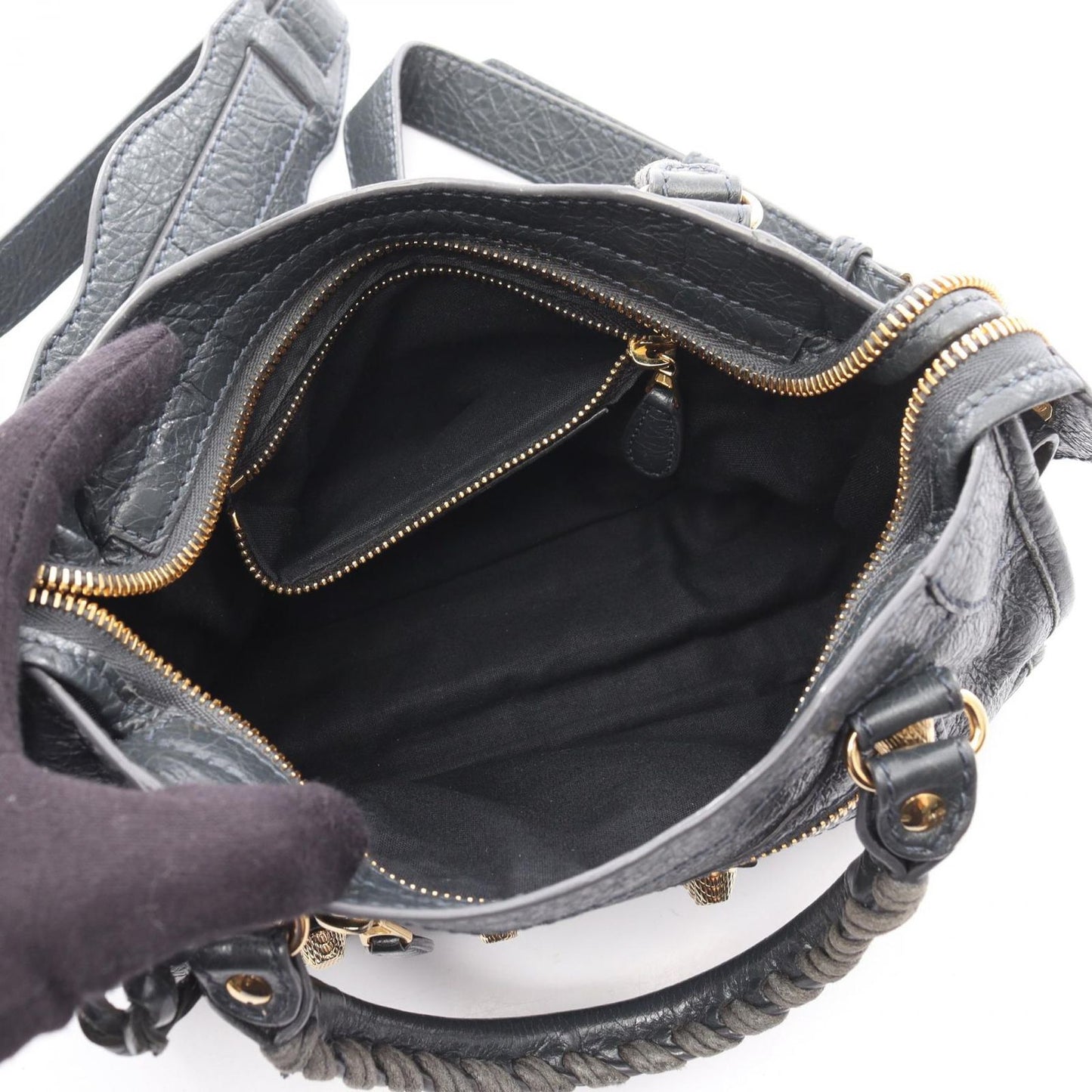 Balenciaga Handbag Classic Mini City Charcoal Gray Leather — view 3