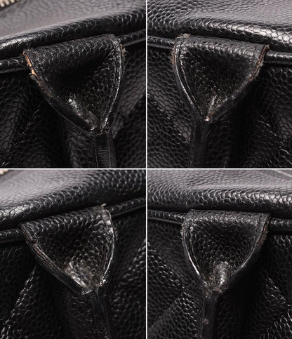 Chanel Mini Boston Bag Quilted CC Logo Caviar Leather Gold — view 6