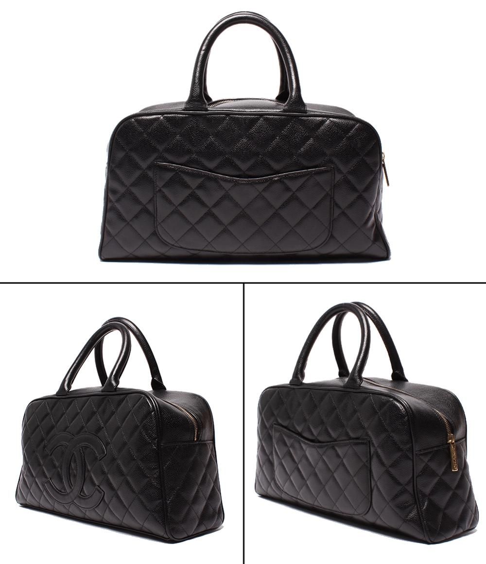 Chanel Mini Boston Bag Quilted CC Logo Caviar Leather Gold — view 2