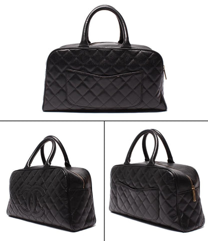 Chanel Mini Boston Bag Quilted CC Logo Caviar Leather Gold — view 2