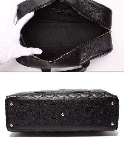 Chanel Mini Boston Bag Quilted CC Logo Caviar Leather Gold — view 3