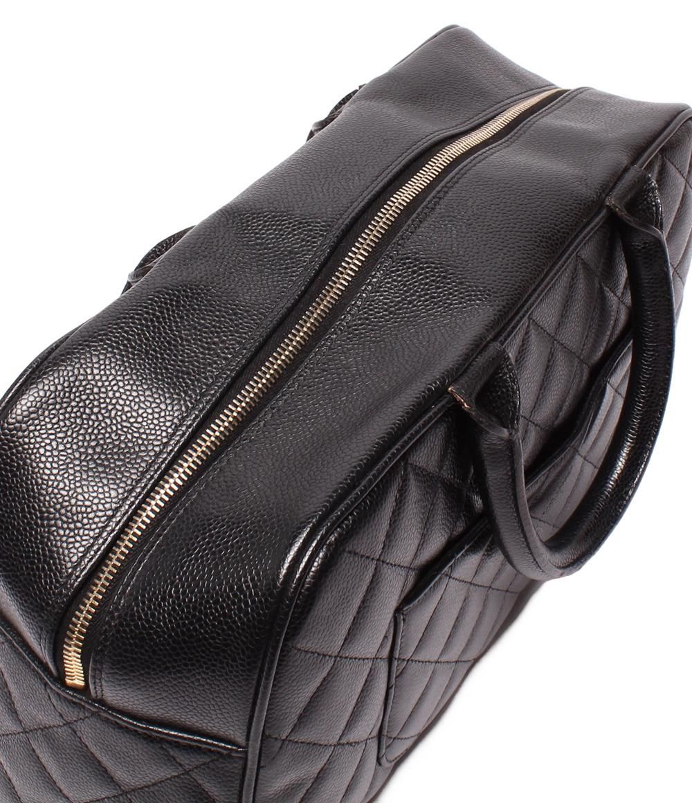 Chanel Mini Boston Bag Quilted CC Logo Caviar Leather Gold — view 8