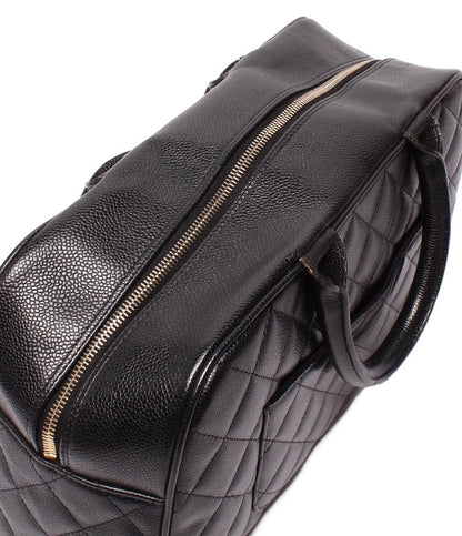 Chanel Mini Boston Bag Quilted CC Logo Caviar Leather Gold — view 8