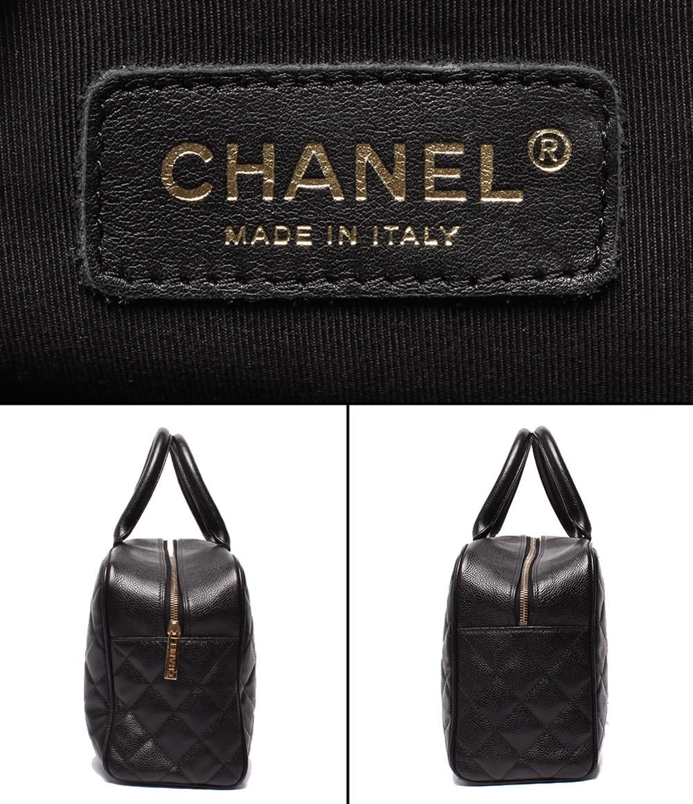 Chanel Mini Boston Bag Quilted CC Logo Caviar Leather Gold — view 4