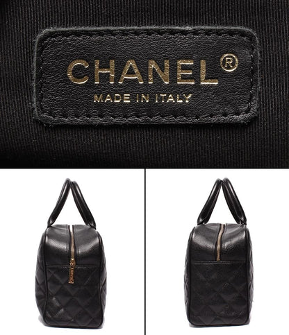 Chanel Mini Boston Bag Quilted CC Logo Caviar Leather Gold — view 4