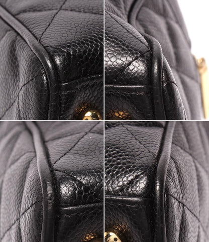 Chanel Mini Boston Bag Quilted CC Logo Caviar Leather Gold — view 5