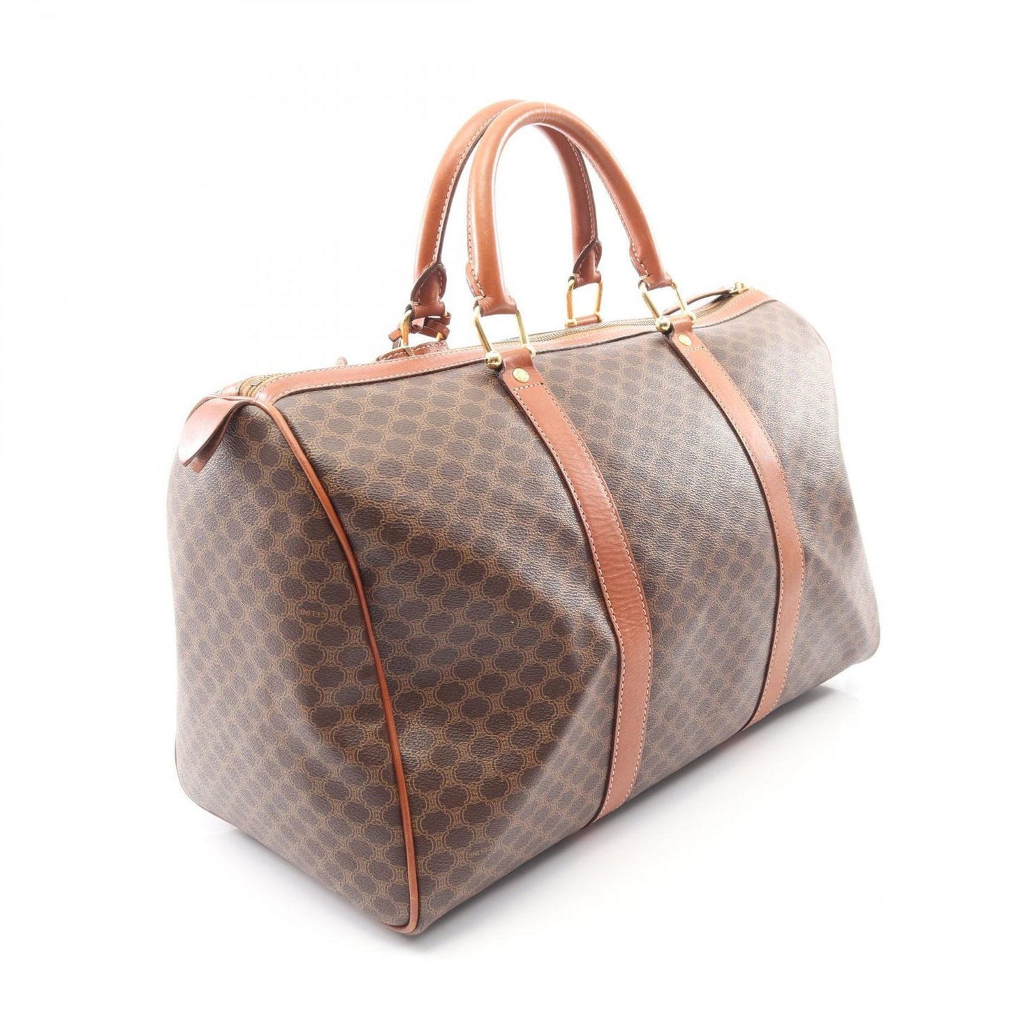 Celine Boston Bag Macadam 2-Way Dark Brown Canvas Leather — view 2