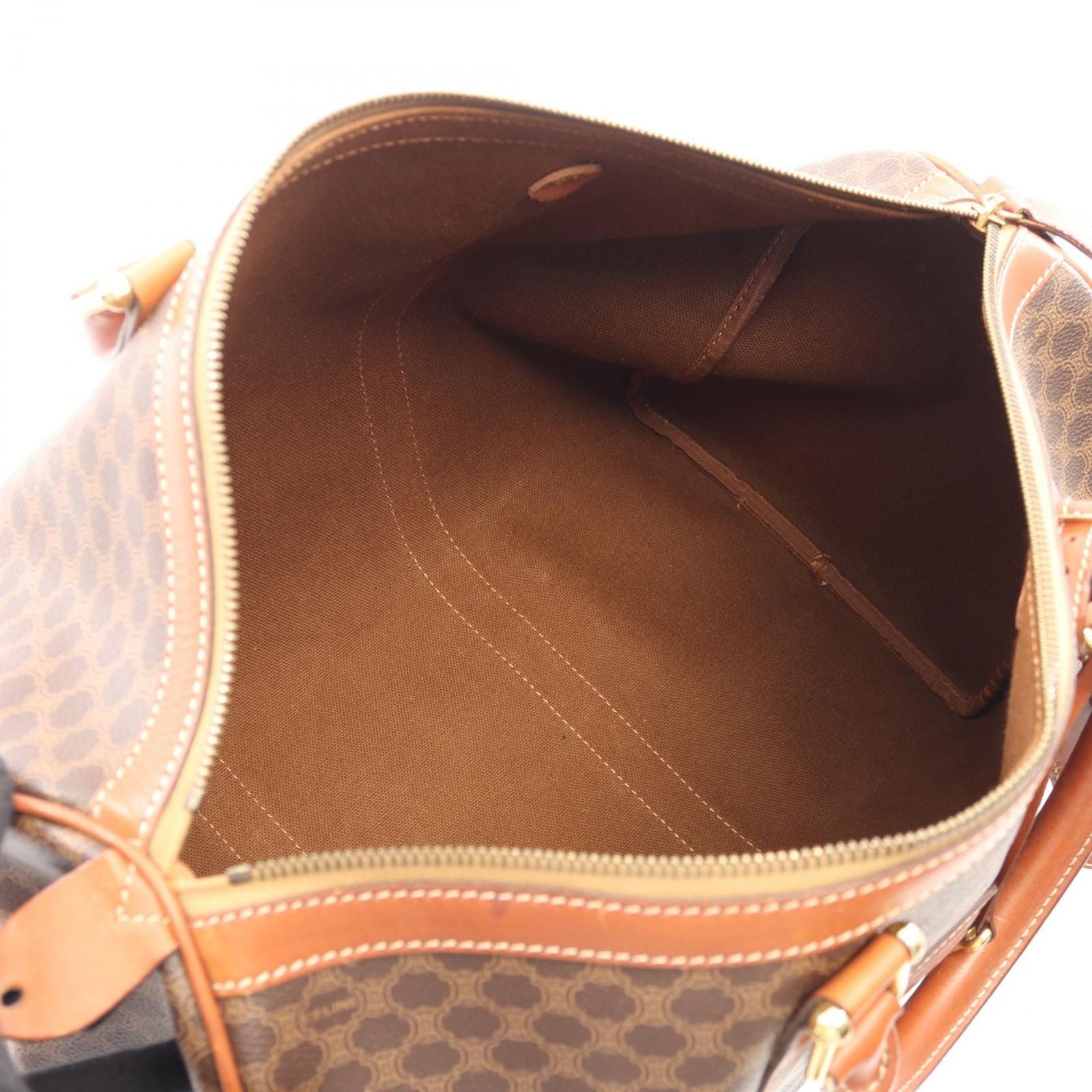 Celine Boston Bag Macadam 2-Way Dark Brown Canvas Leather — view 3