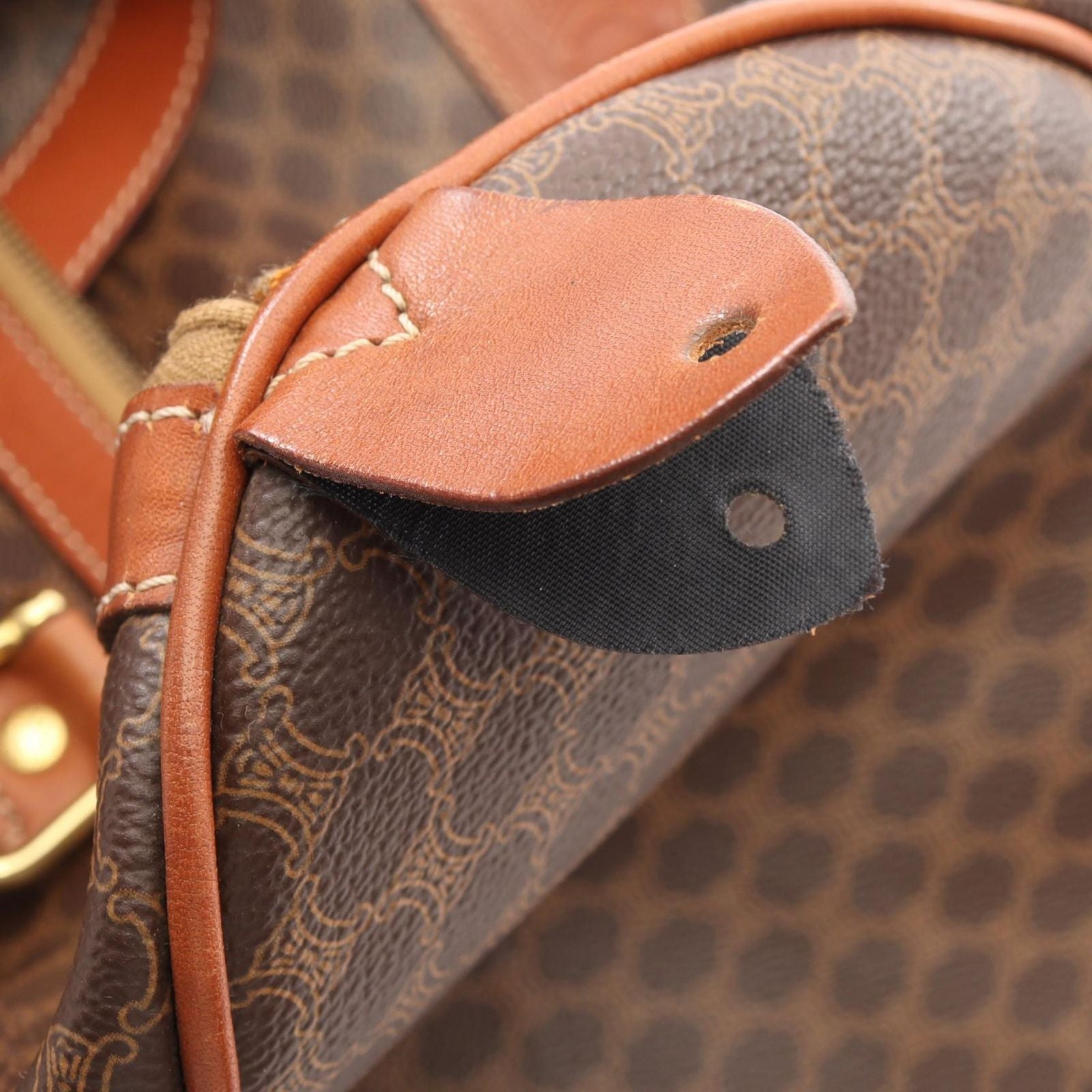 Celine Boston Bag Macadam 2-Way Dark Brown Canvas Leather — view 9