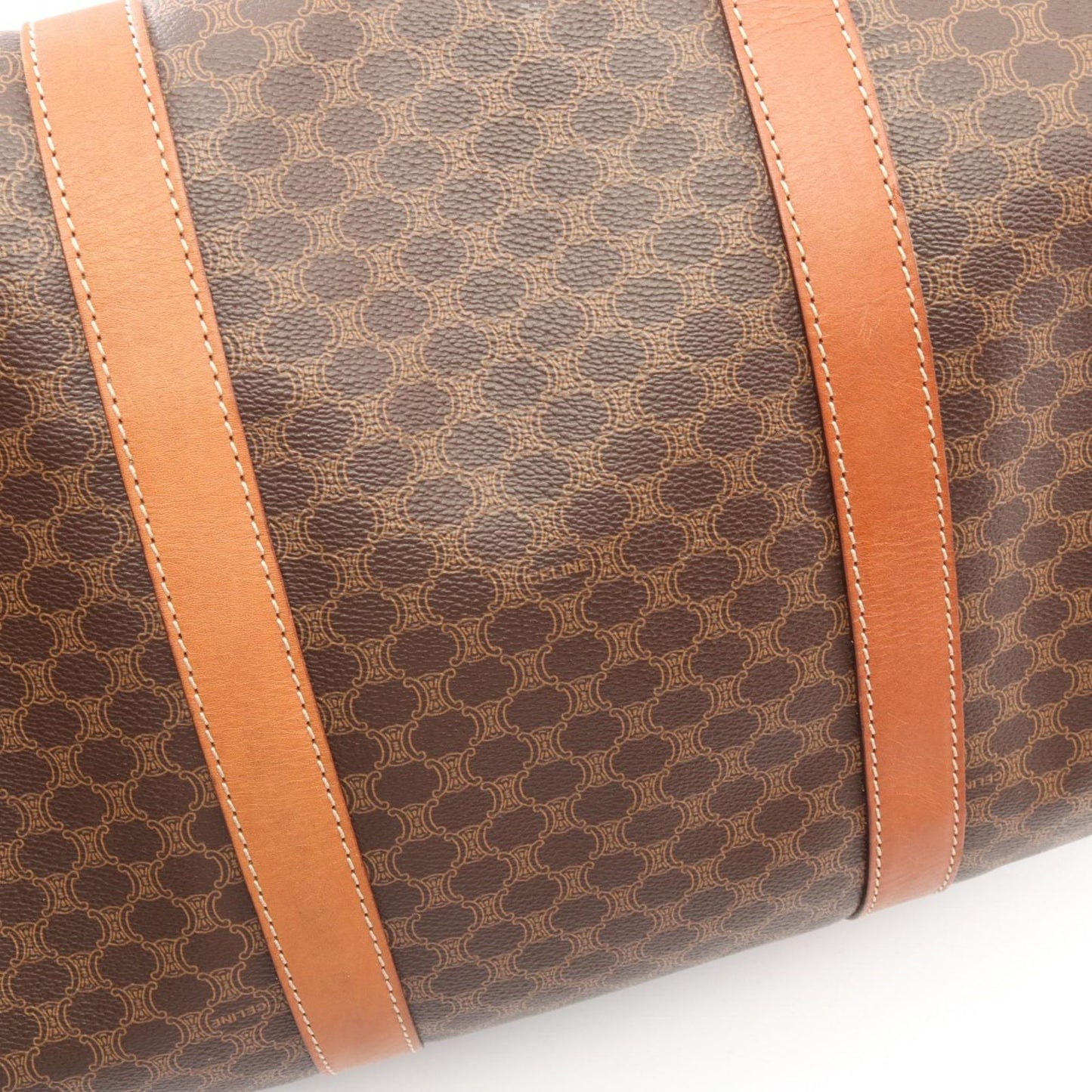 Celine Boston Bag Macadam 2-Way Dark Brown Canvas Leather — view 6