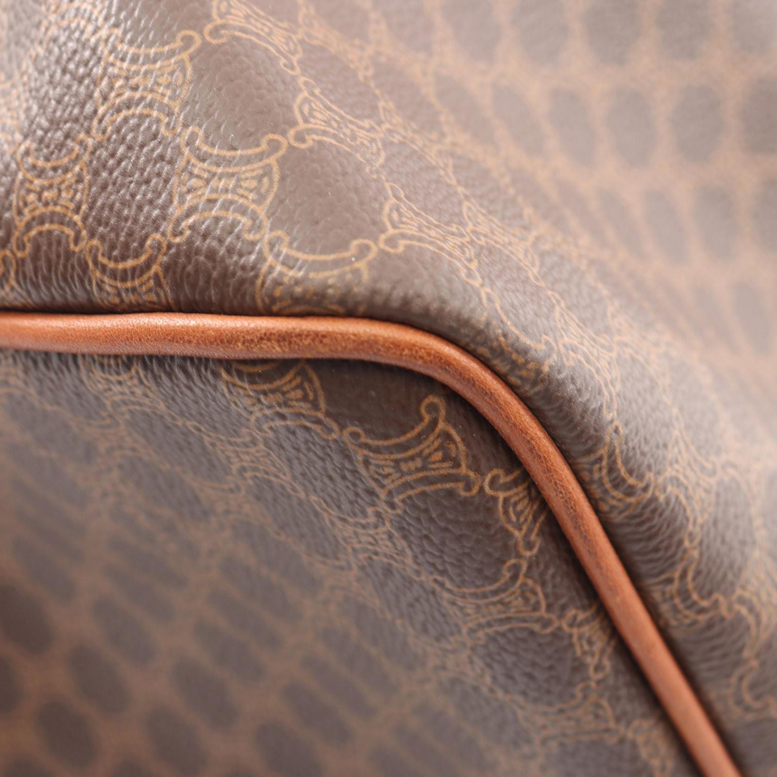 Celine Boston Bag Macadam 2-Way Dark Brown Canvas Leather — view 7