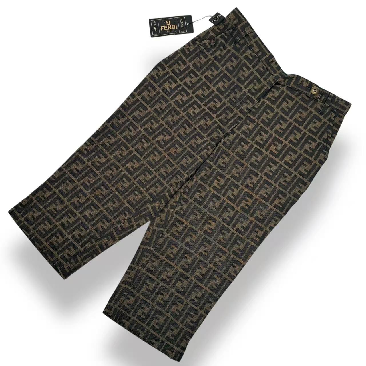 Fendi Pants Zucca FF Logo All Pattern Brown Black 42