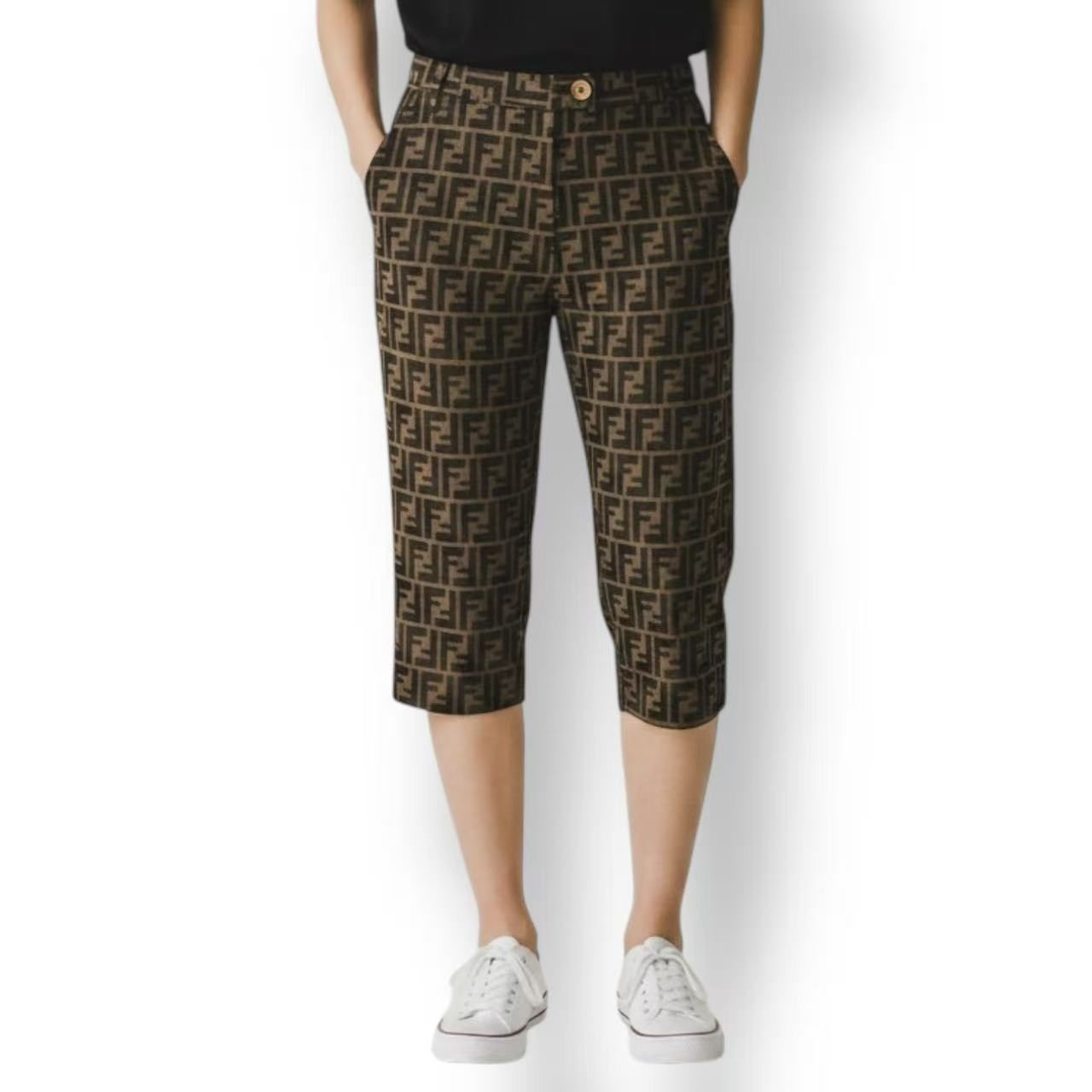 Fendi Pants Zucca FF Logo All Pattern Brown Black 42 — view 3