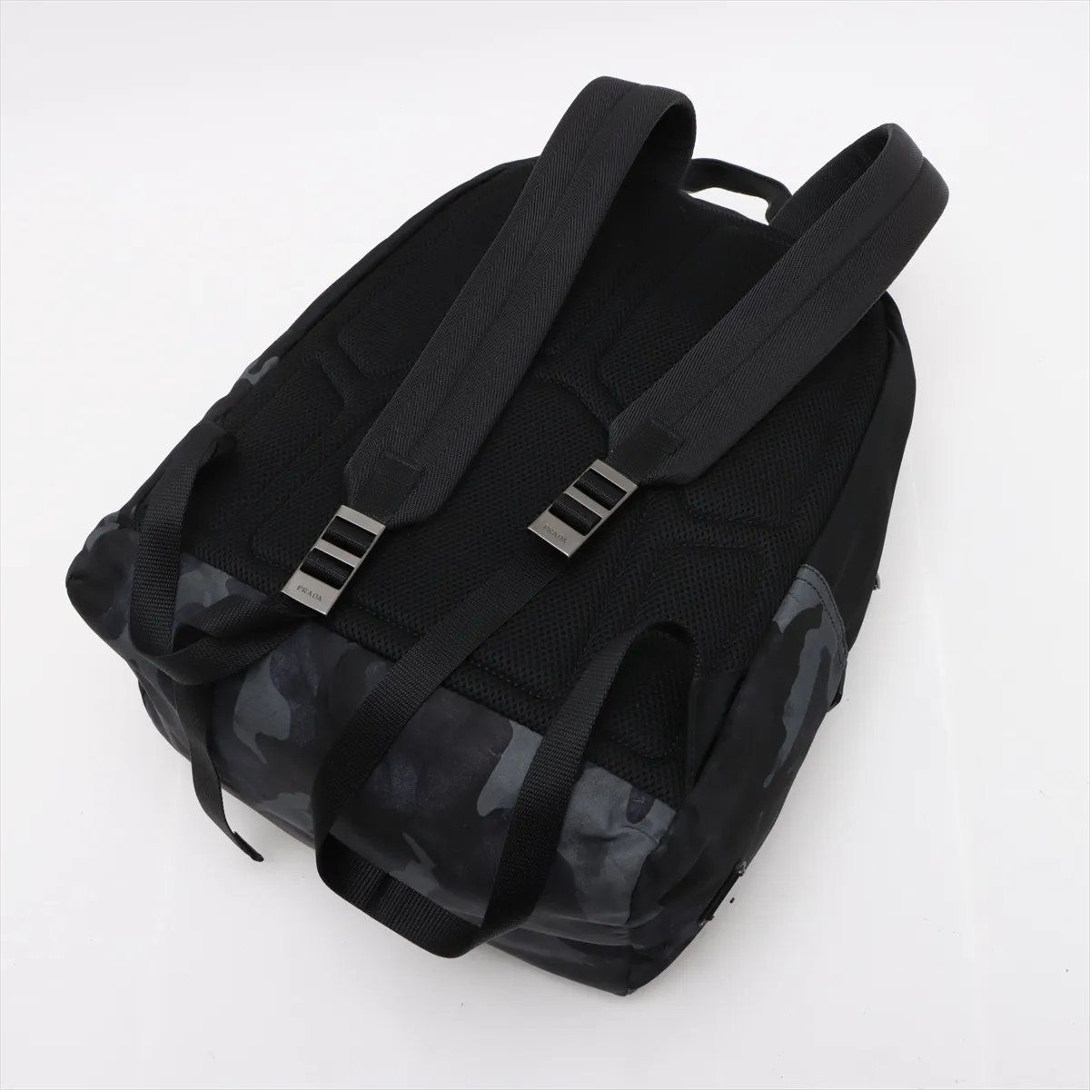 Prada Tessuto Nylon Ju Pattern Leather Sac Bag Black — view 5
