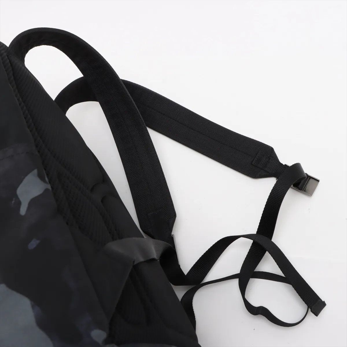 Prada Tessuto Nylon Ju Pattern Leather Sac Bag Black — view 6