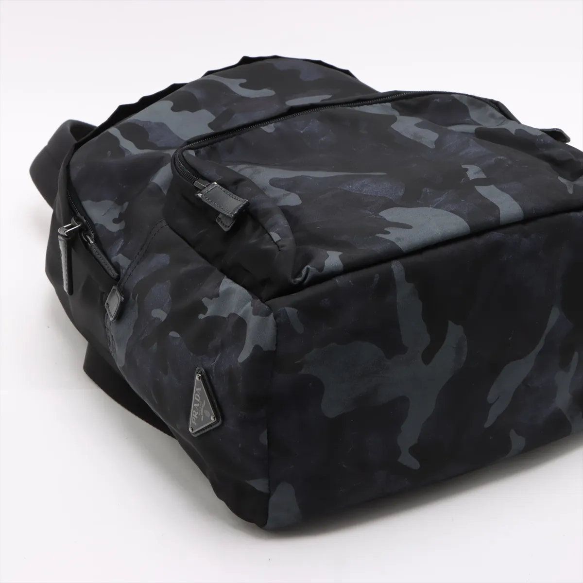 Prada Tessuto Nylon Ju Pattern Leather Sac Bag Black — view 4