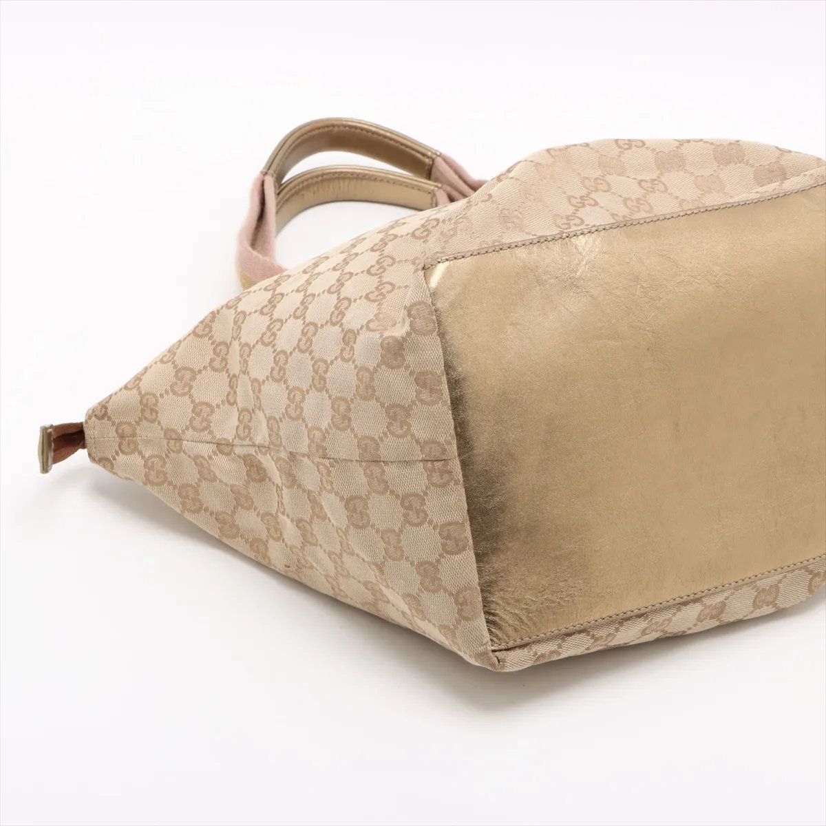 Gucci GG Canvas Leather Handbag Beige Tote — view 4