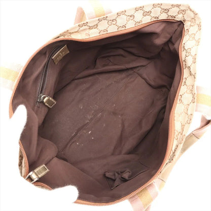 Gucci GG Canvas Leather Handbag Beige Tote — view 7
