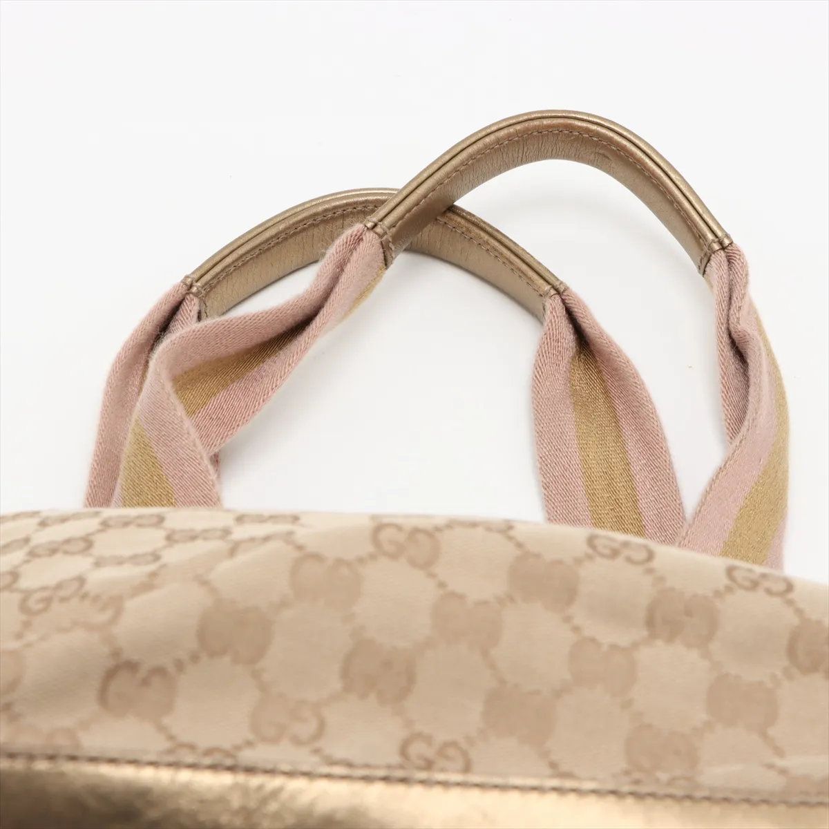 Gucci GG Canvas Leather Handbag Beige Tote — view 6