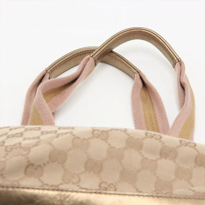 Gucci GG Canvas Leather Handbag Beige Tote — view 6