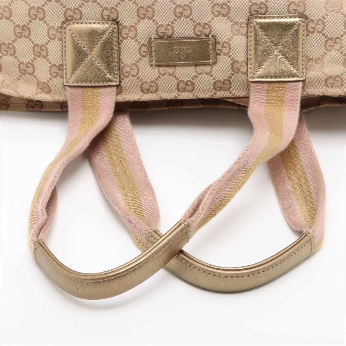 Gucci GG Canvas Leather Handbag Beige Tote — view 5