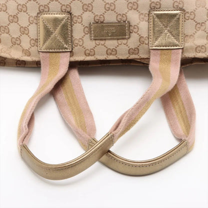 Gucci GG Canvas Leather Handbag Beige Tote — view 5