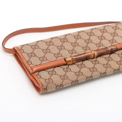 Gucci GG Canvas Bamboo Leather Shoulder Bag Crossbody Brown — view 4