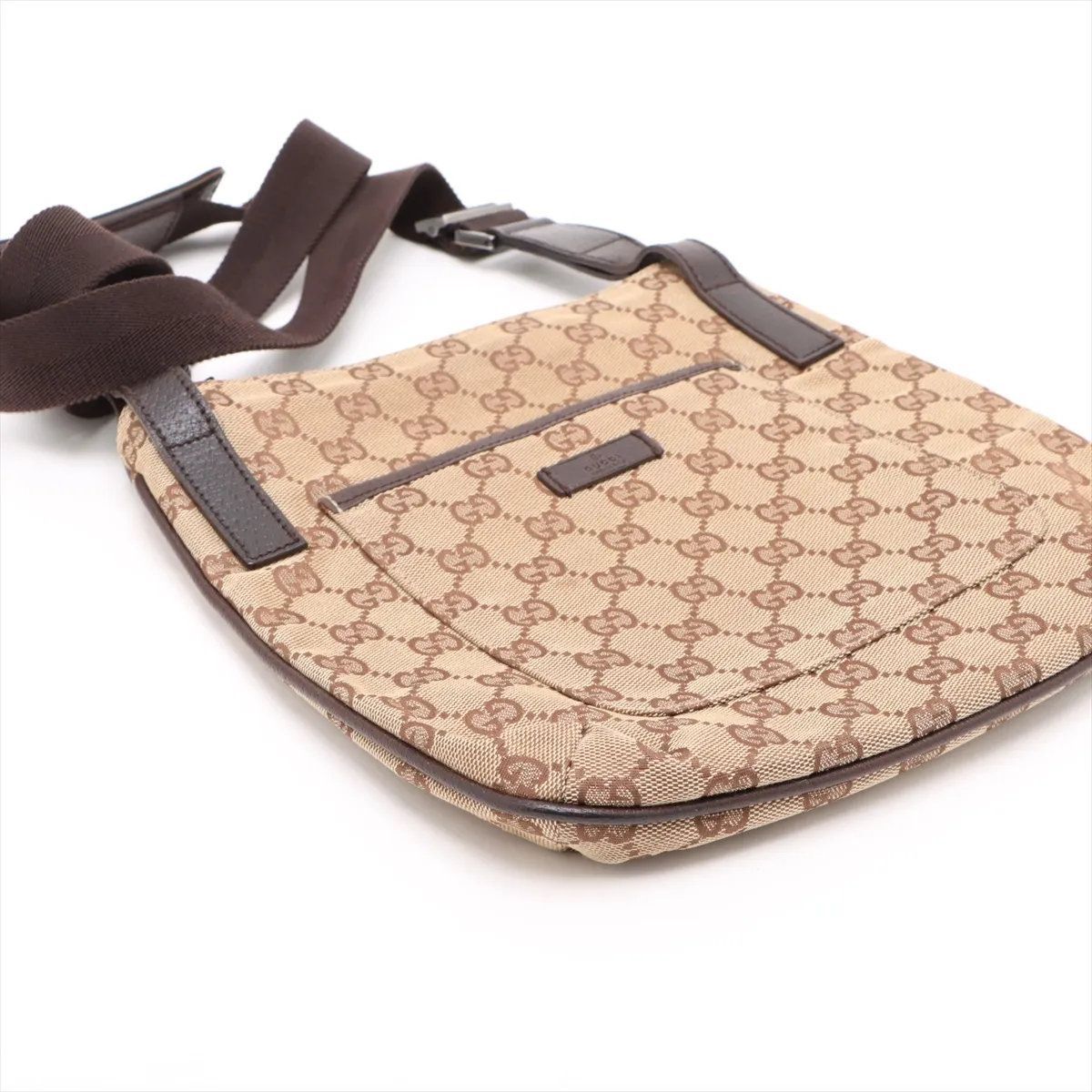 Gucci GG Canvas Leather Shoulder Bag Crossbody Brown — view 4