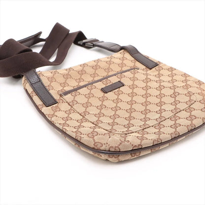 Gucci GG Canvas Leather Shoulder Bag Crossbody Brown — view 4