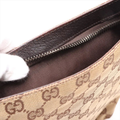 Gucci GG Canvas Leather Shoulder Bag Crossbody Brown — view 9