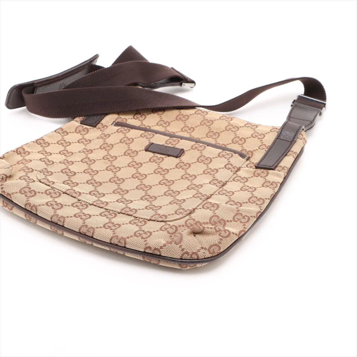 Gucci GG Canvas Leather Shoulder Bag Crossbody Brown — view 3