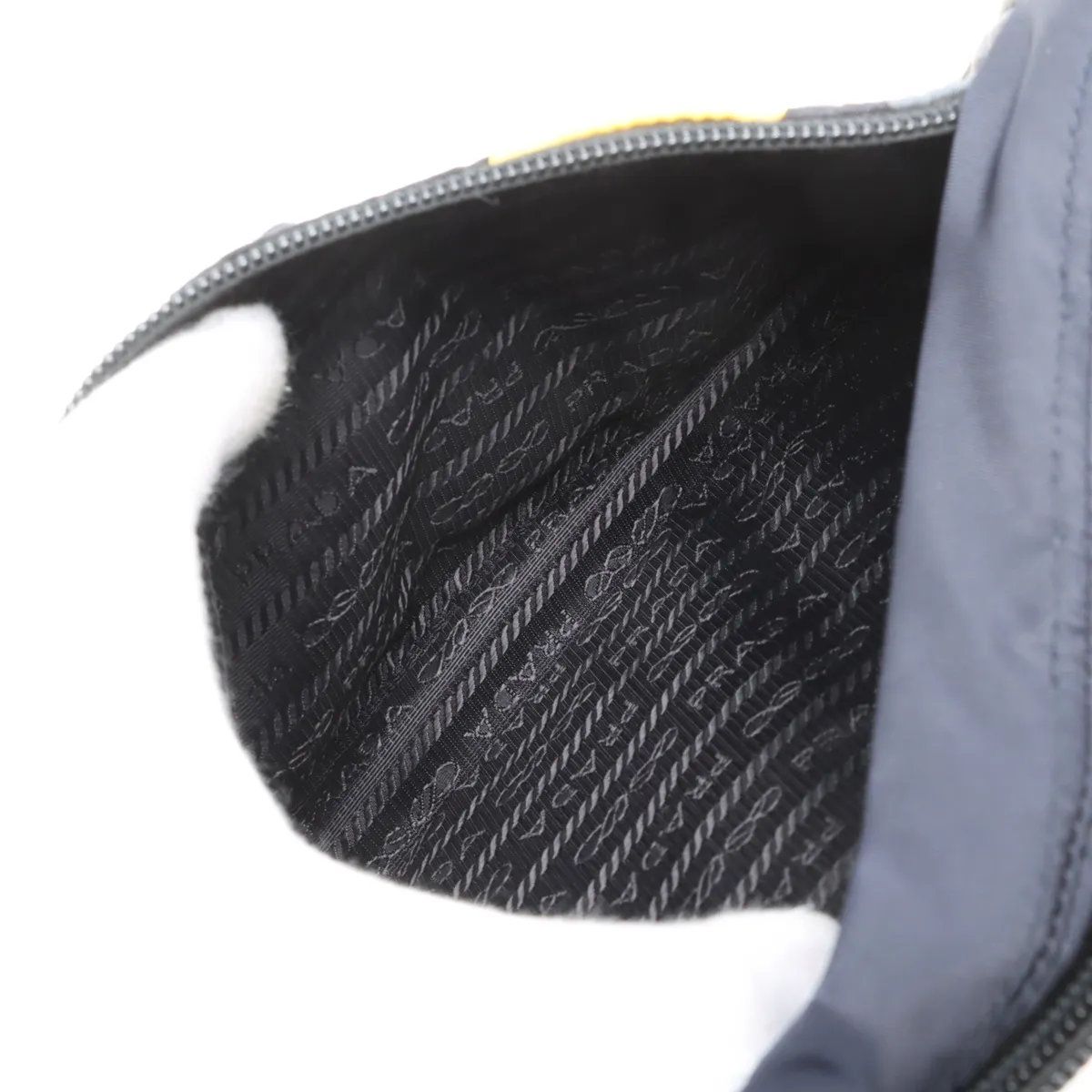 Prada Tessuto Nylon Ju Pattern Trianglelogo Leather Second Pouch — view 6