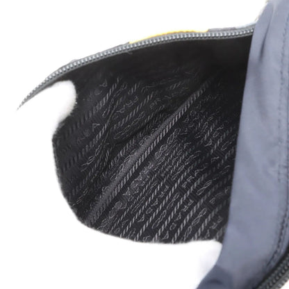 Prada Tessuto Nylon Ju Pattern Trianglelogo Leather Second Pouch — view 6