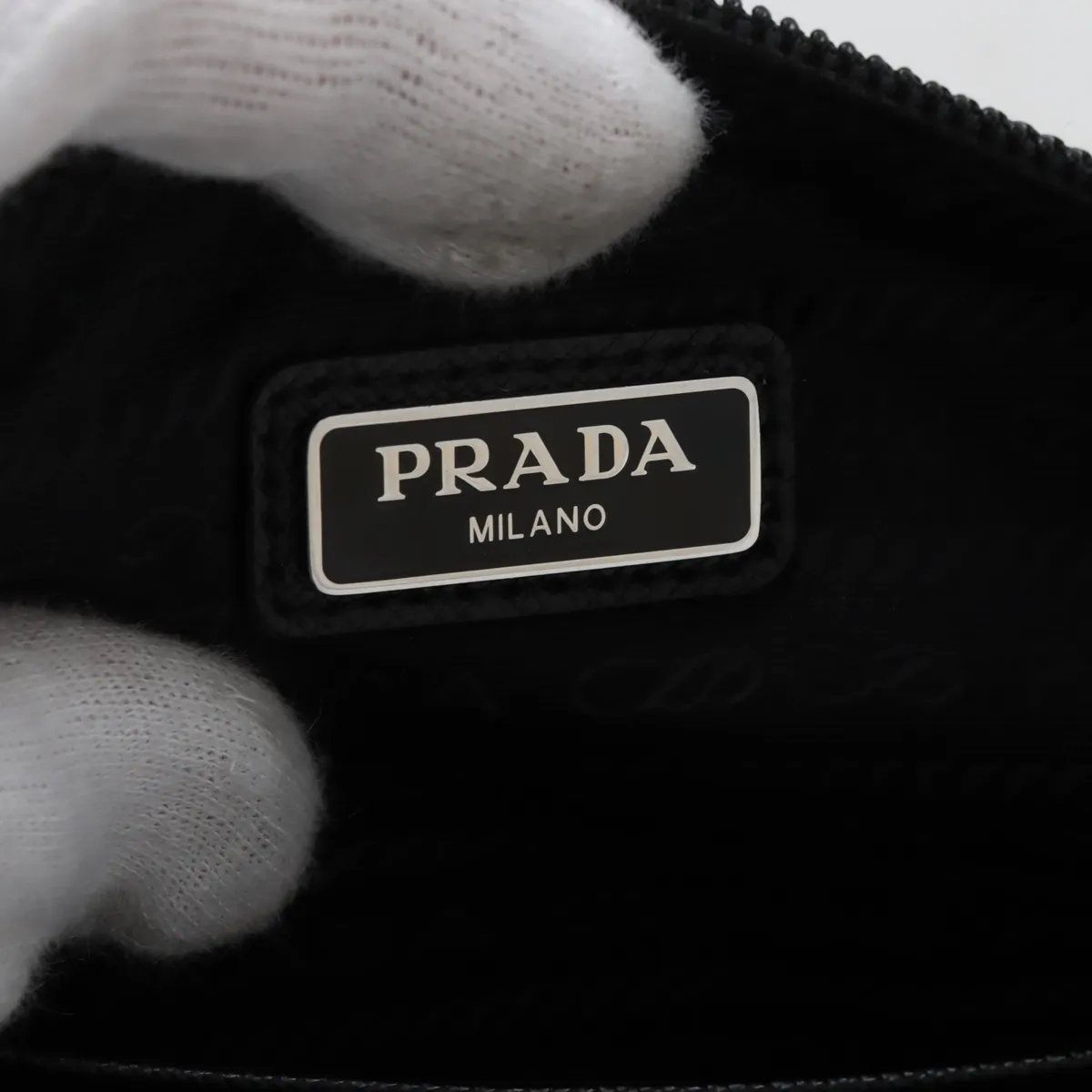 Prada Tessuto Nylon Ju Pattern Trianglelogo Leather Second Pouch — view 7