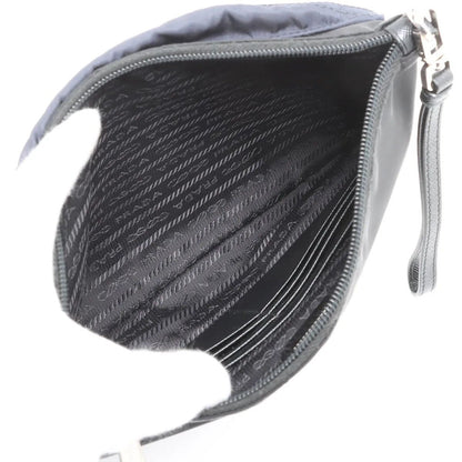 Prada Tessuto Nylon Ju Pattern Trianglelogo Leather Second Pouch — view 5
