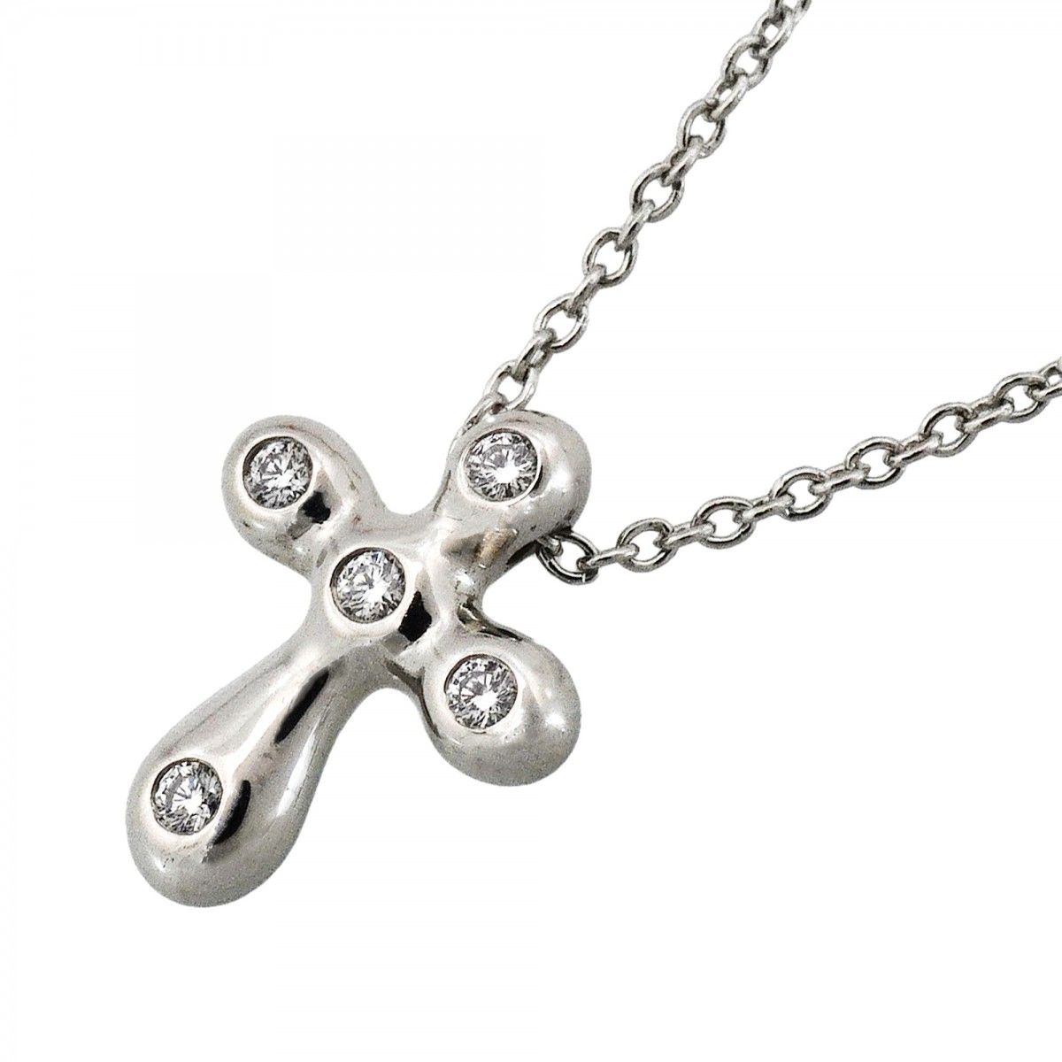 Tiffany & Co Necklace Small Cross Platinum Diamond