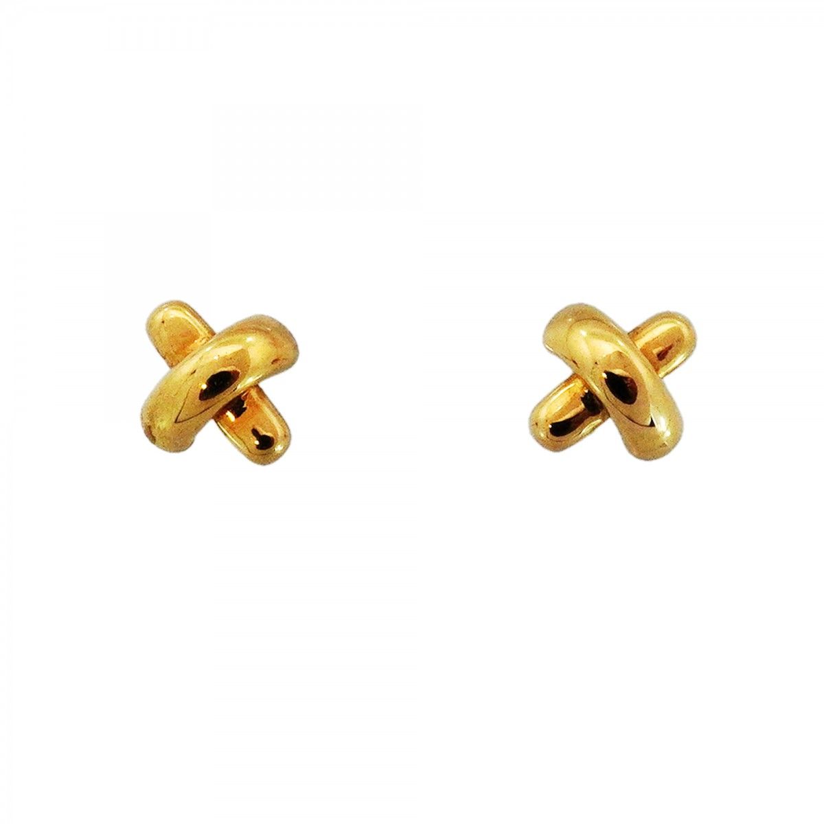 Tiffany & Co Earrings Cross Stitch 18k Yellow Gold