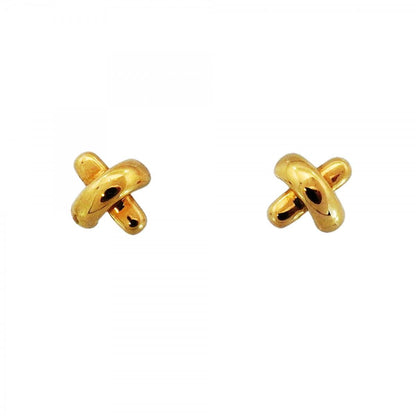 Tiffany & Co Earrings Cross Stitch 18k Yellow Gold
